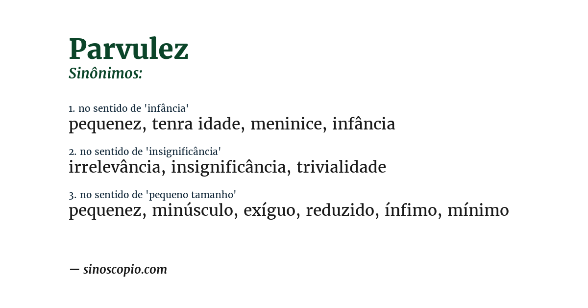 Sinônimo de parvulez