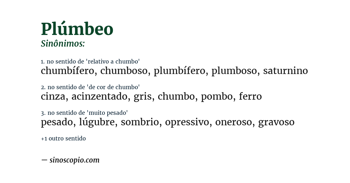 Sinônimo de plúmbeo