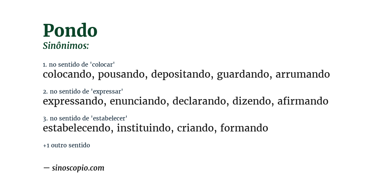 Sinônimo de pondo