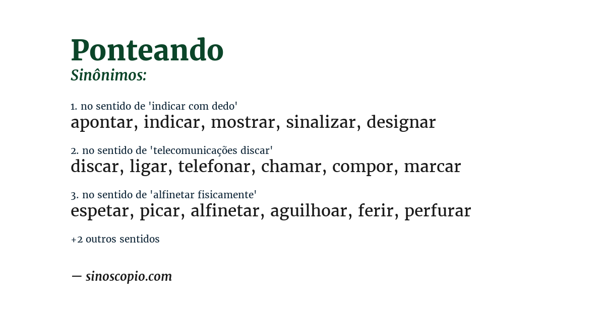 Sinônimo de ponteando