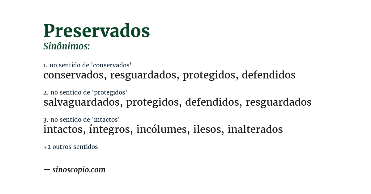 Sinônimo de preservados