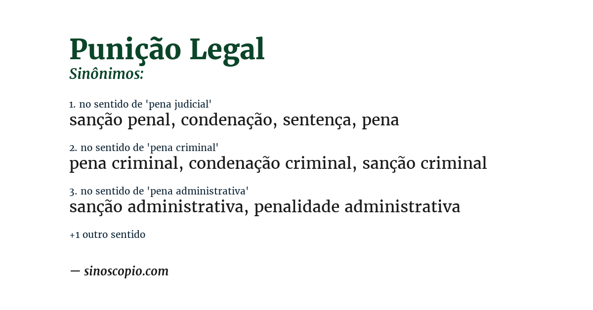 Sinônimo de punição legal