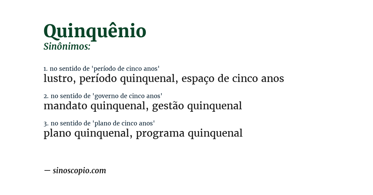 Sinônimo de quinquênio