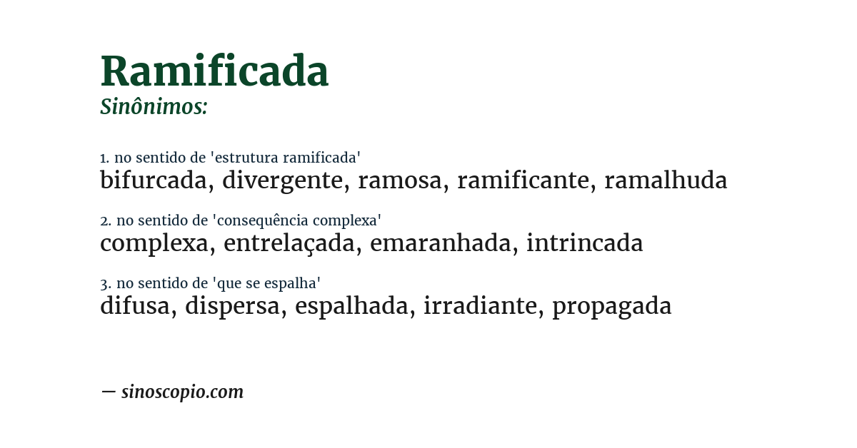 Sinônimo de ramificada