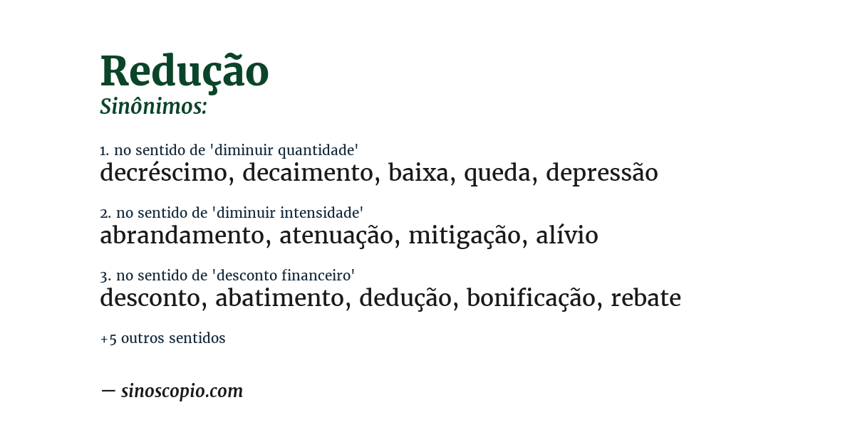 Sinônimo de redução