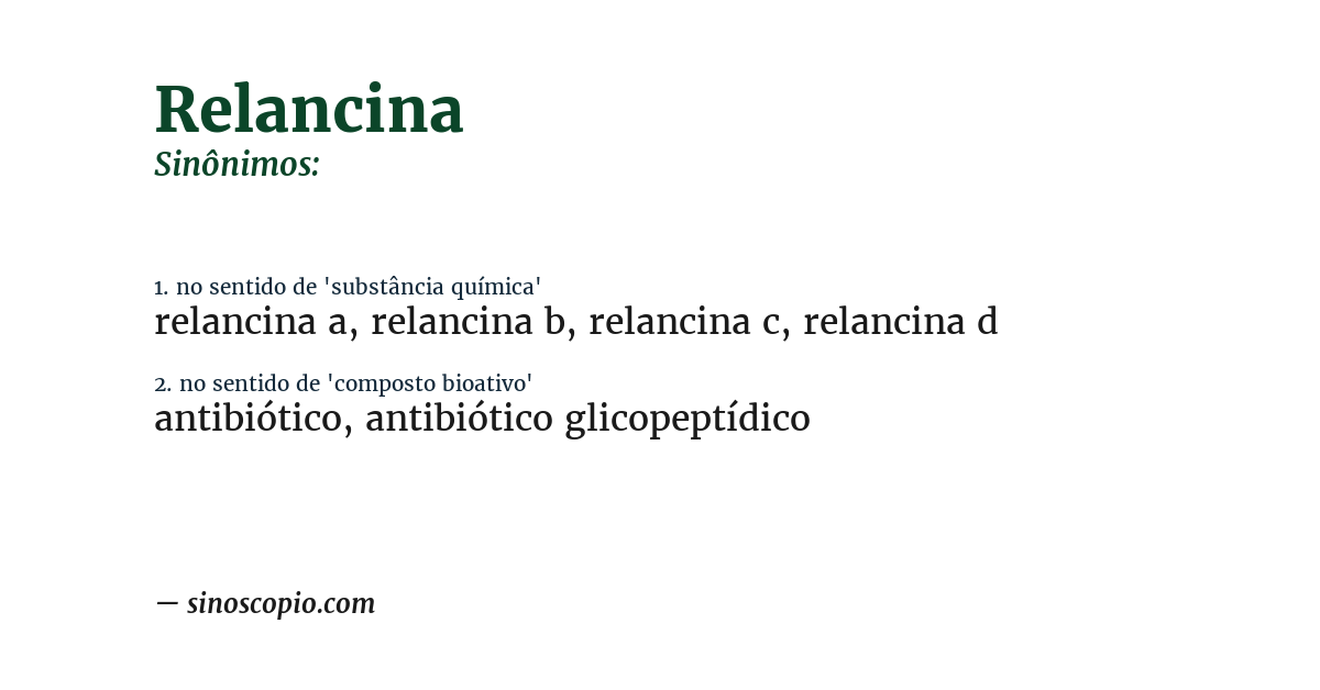 Sinônimo de relancina