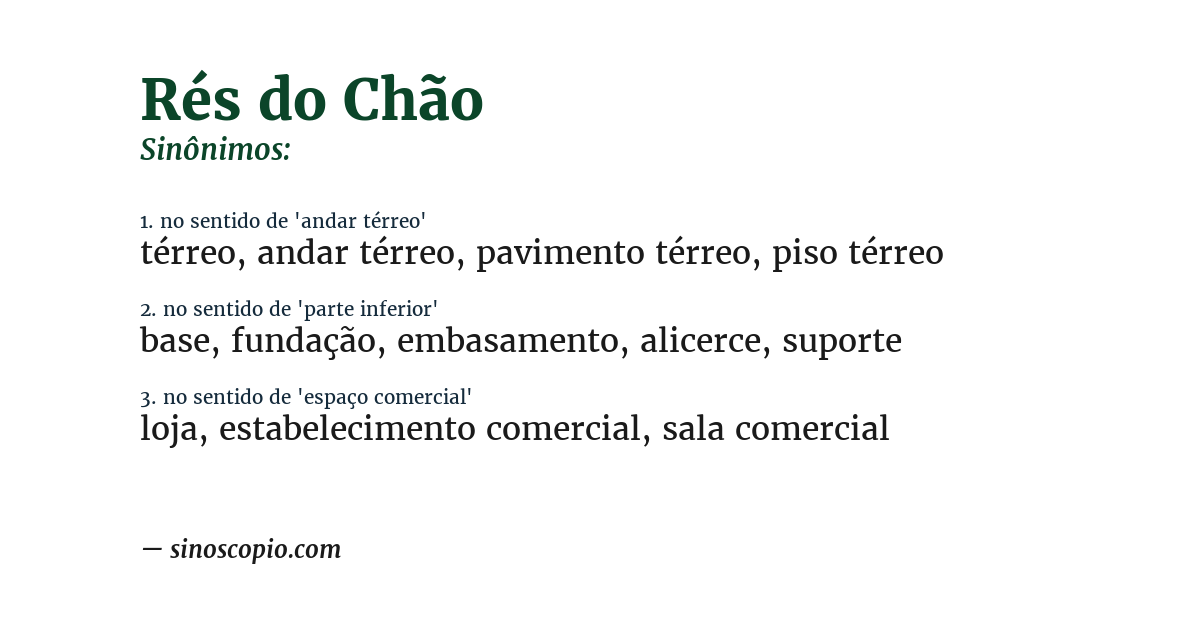 Sinônimo de rés do chão