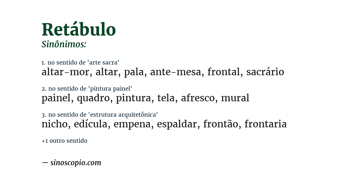 Sinônimo de retábulo