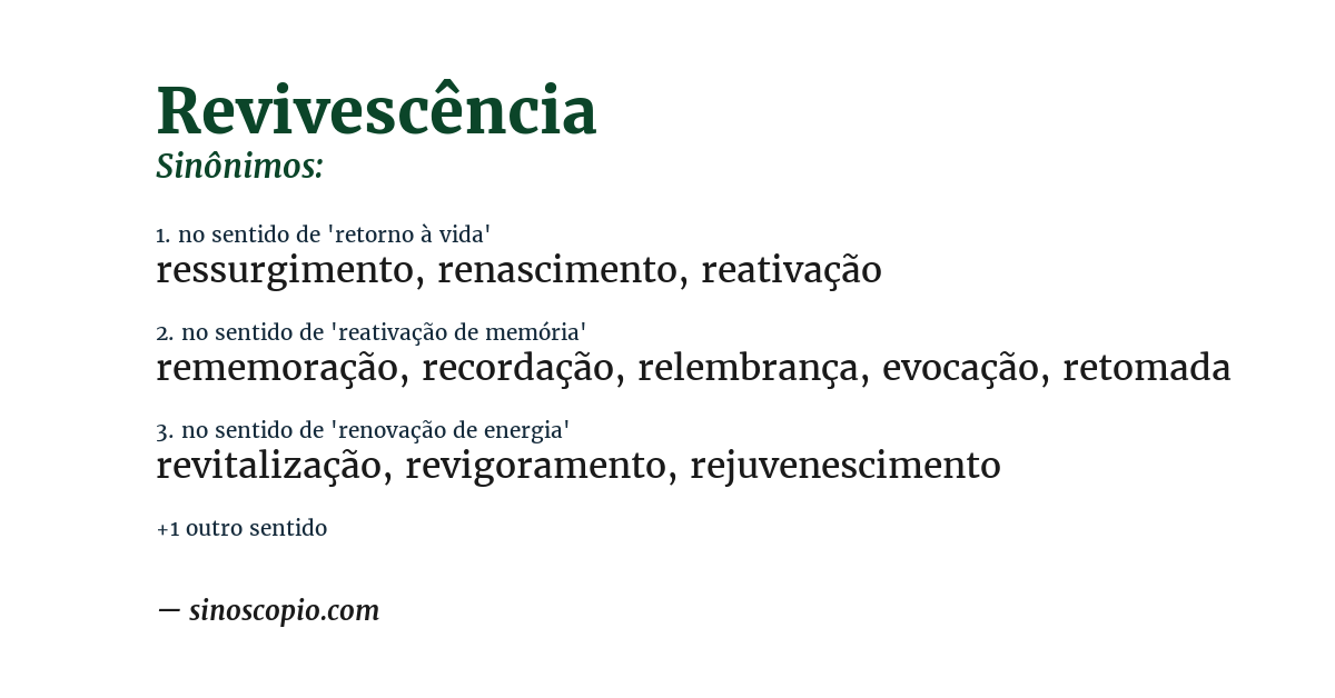 Sinônimo de revivescência