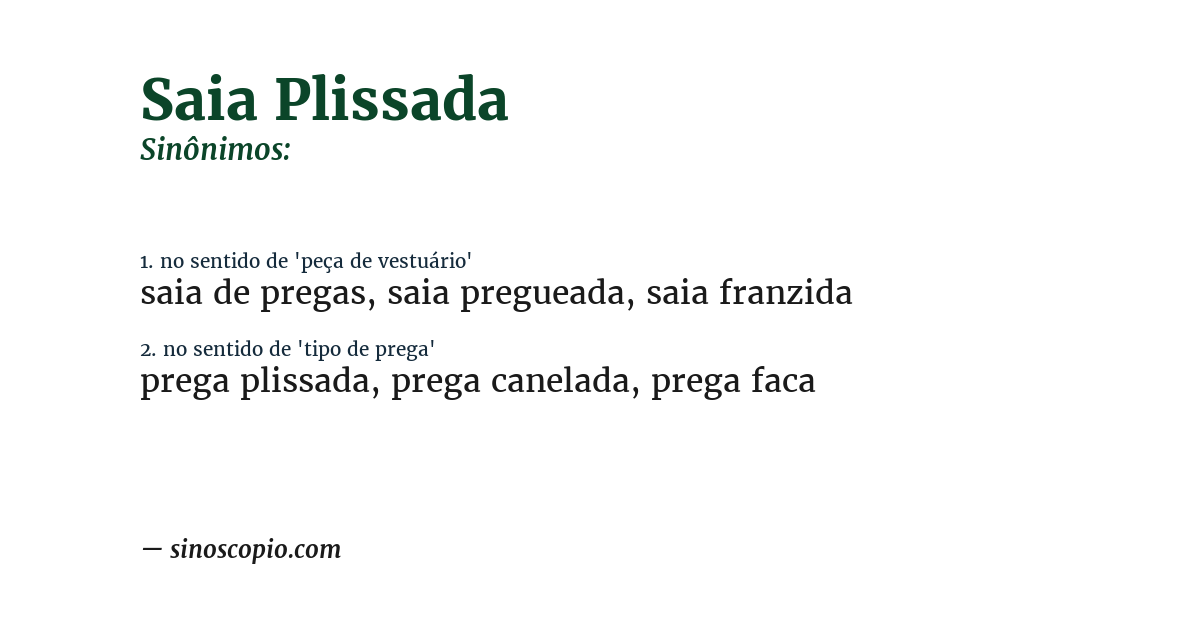 Sinônimo de saia plissada