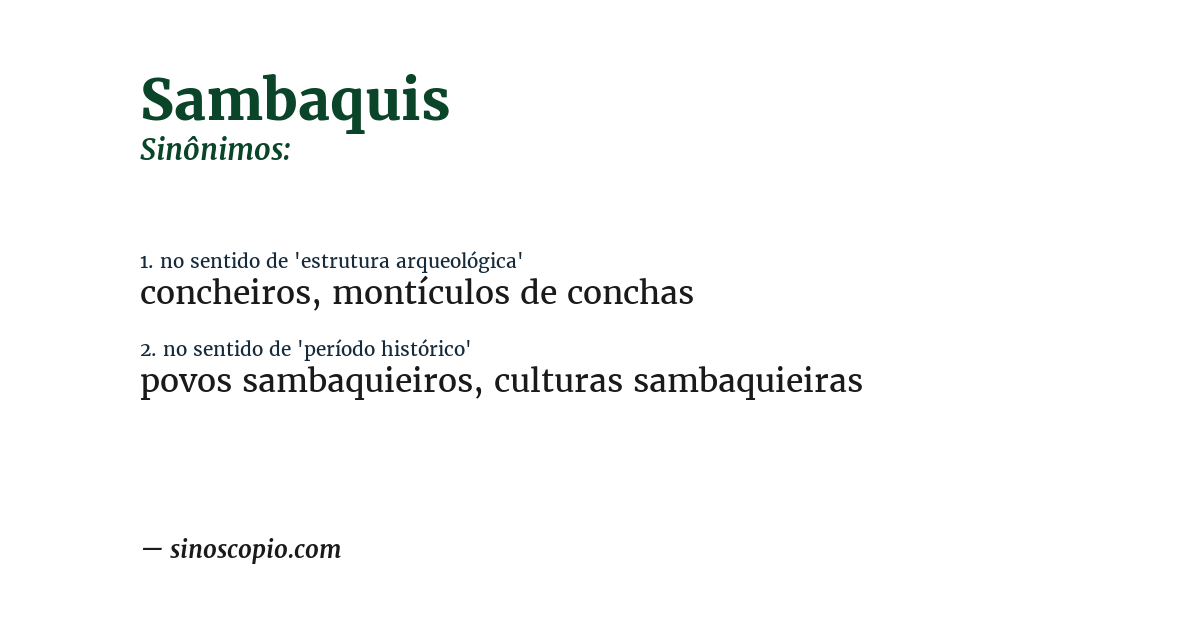 Sinônimo de sambaquis