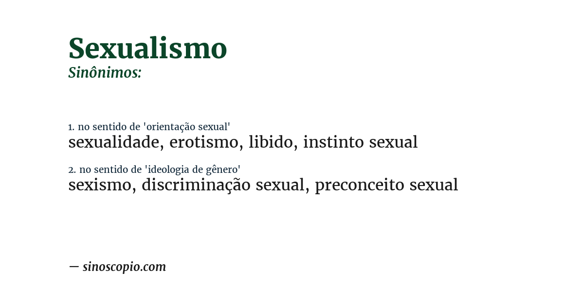 Sinônimo de sexualismo