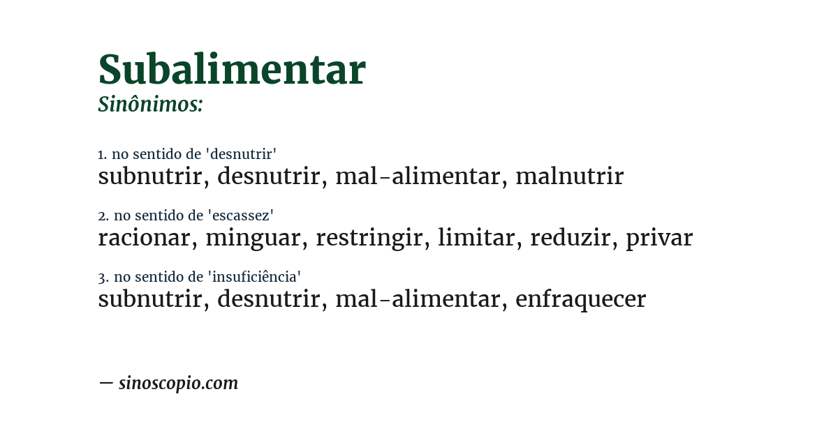 Sinônimo de subalimentar