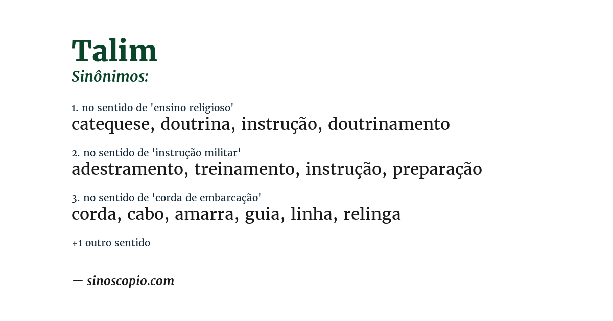 Sinônimo de talim