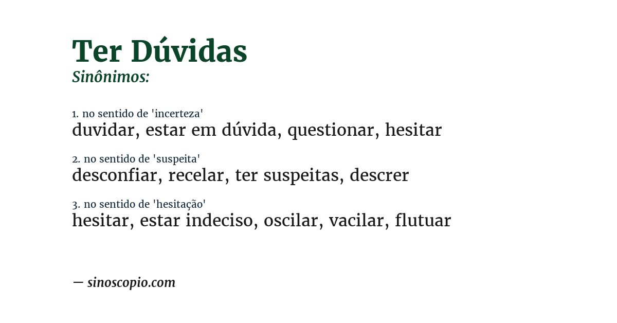 Sinônimo de ter dúvidas
