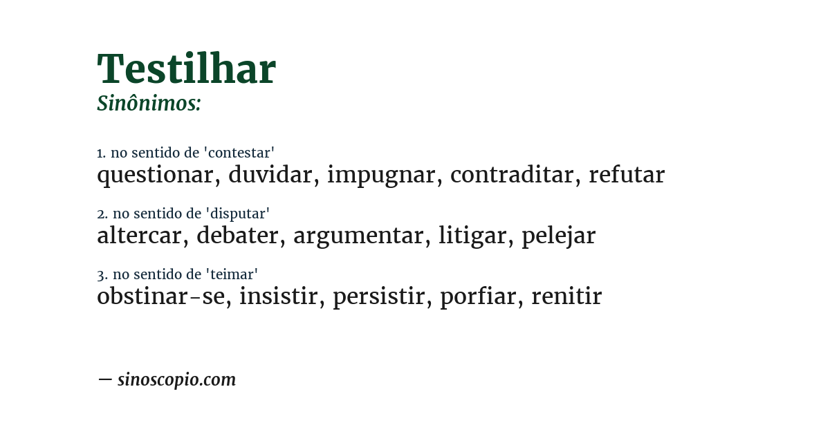 Sinônimo de testilhar
