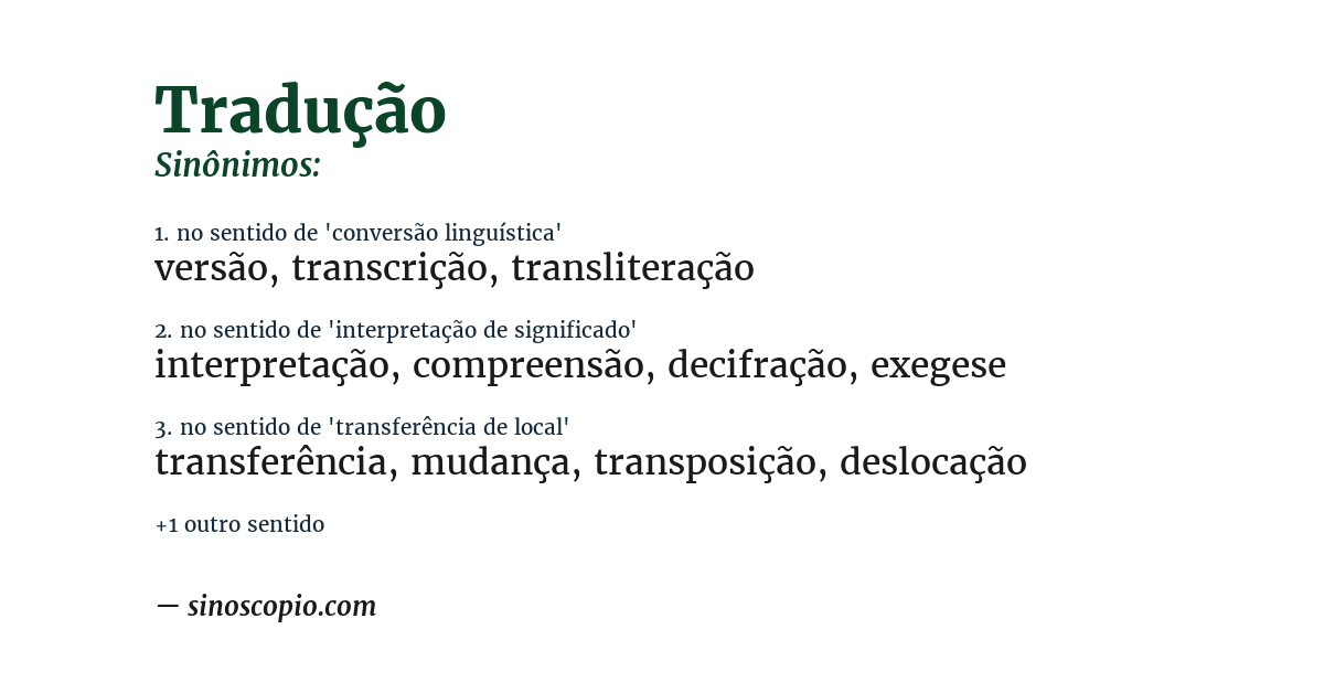 Sinônimo de tradução