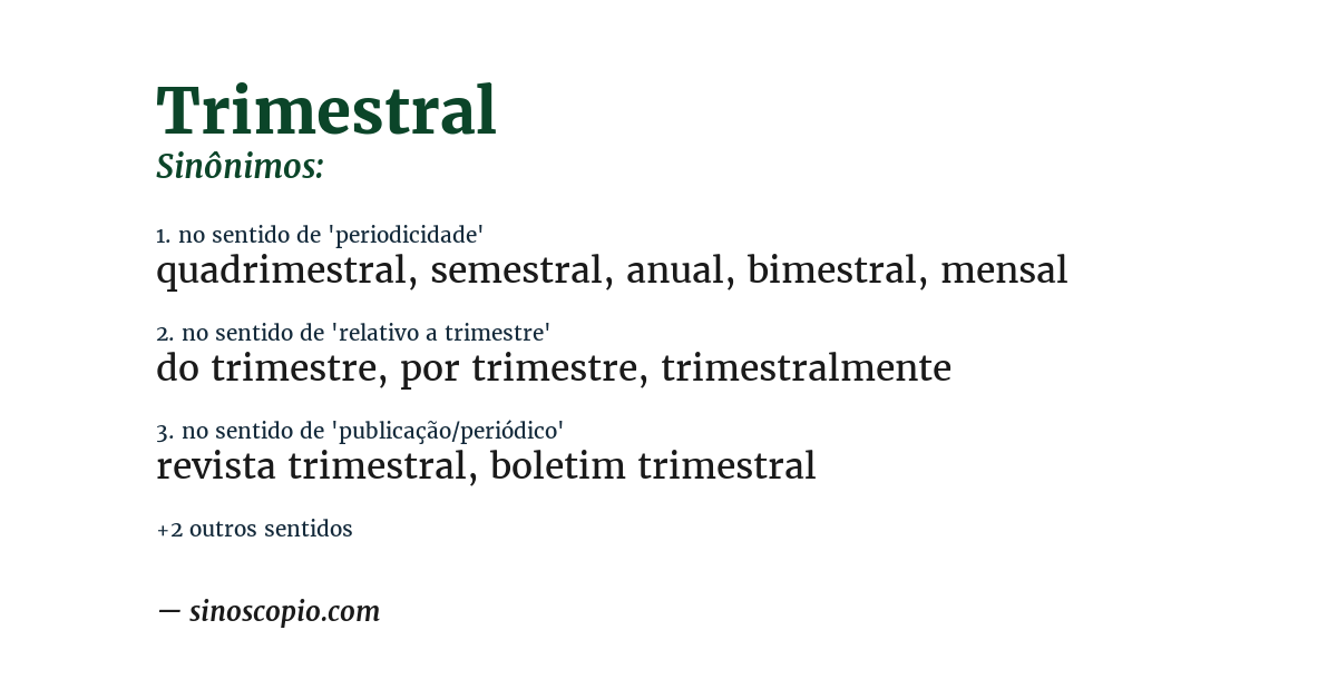 Sinônimo de trimestral