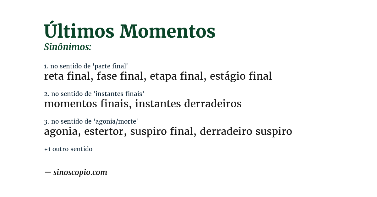 Sinônimo de últimos momentos
