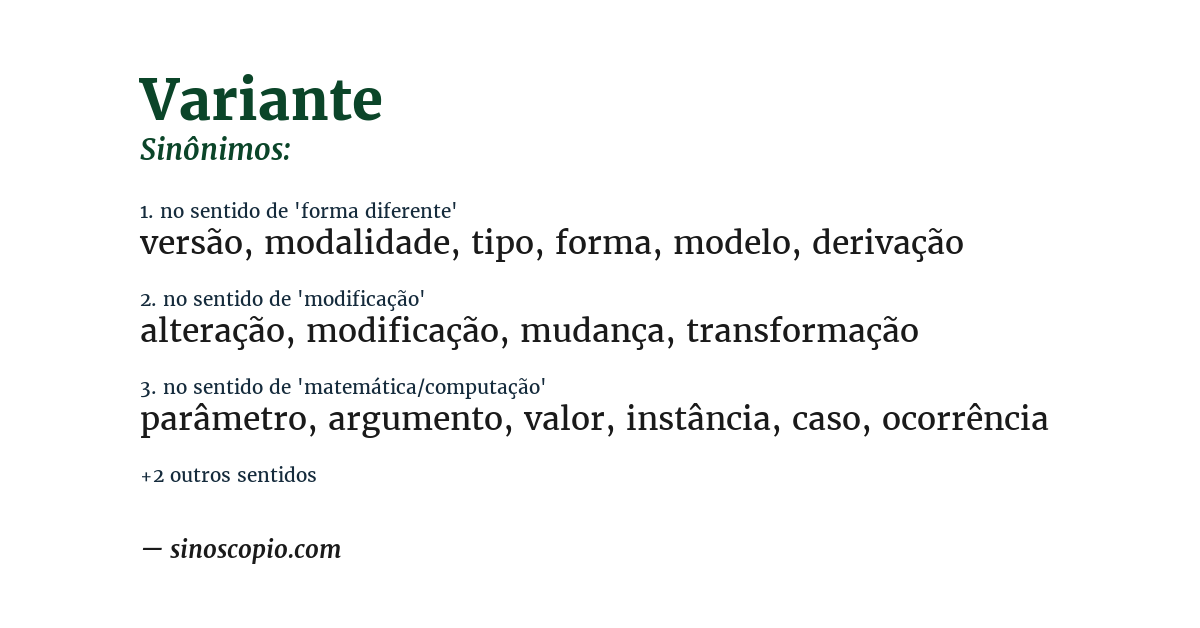 Sinônimo de variante