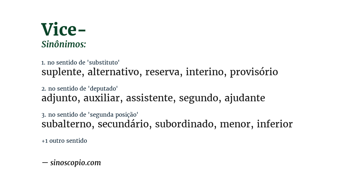 Sinônimo de vice-