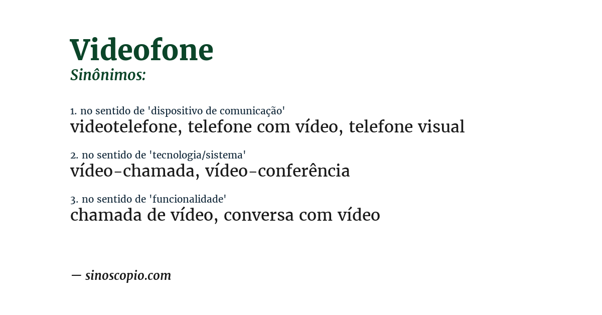 Sinônimo de videofone