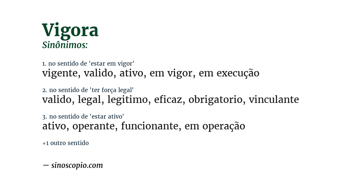 Sinônimo de vigora
