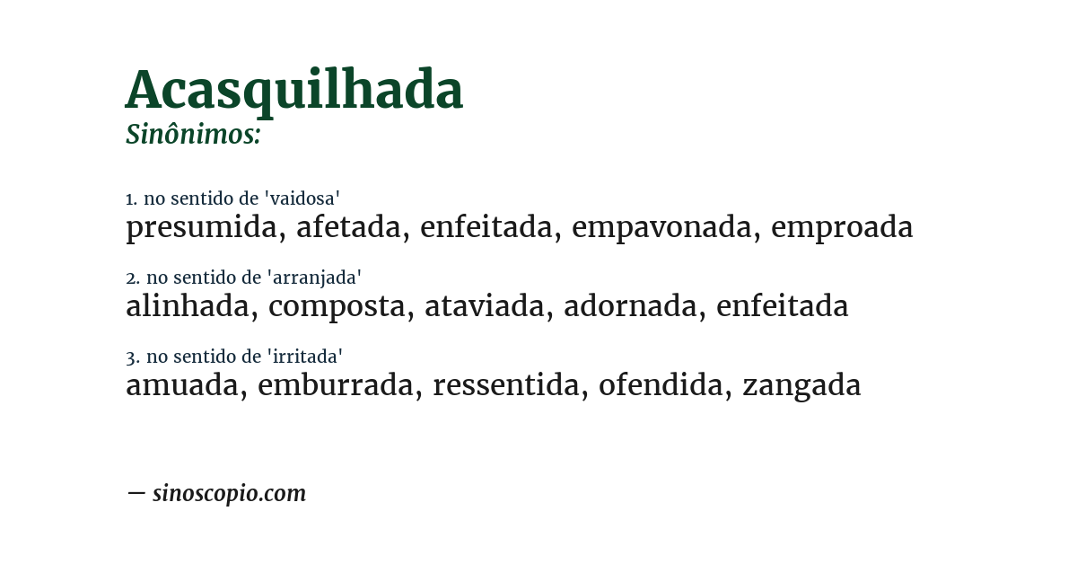 Sinônimo de acasquilhada