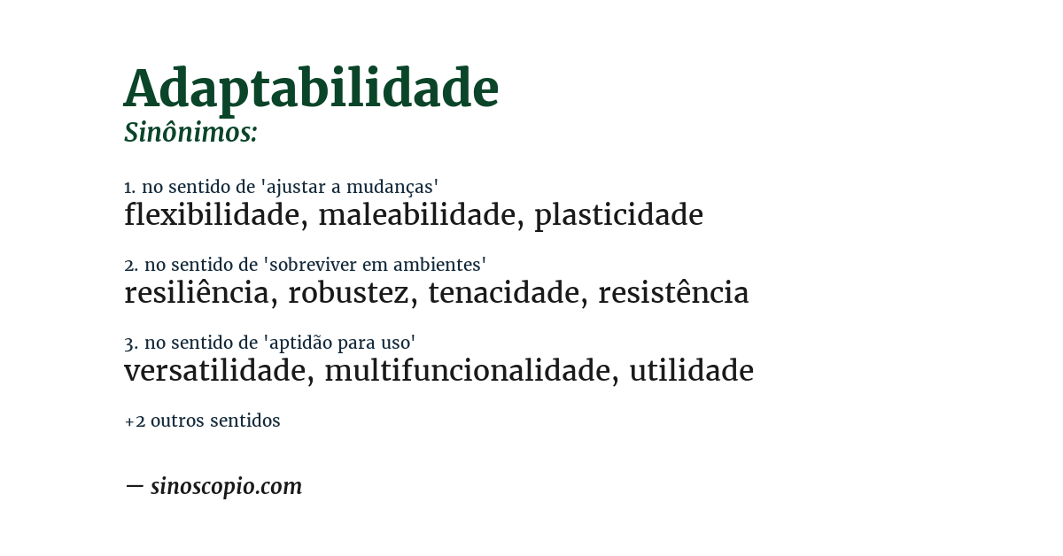 Sinônimo de adaptabilidade