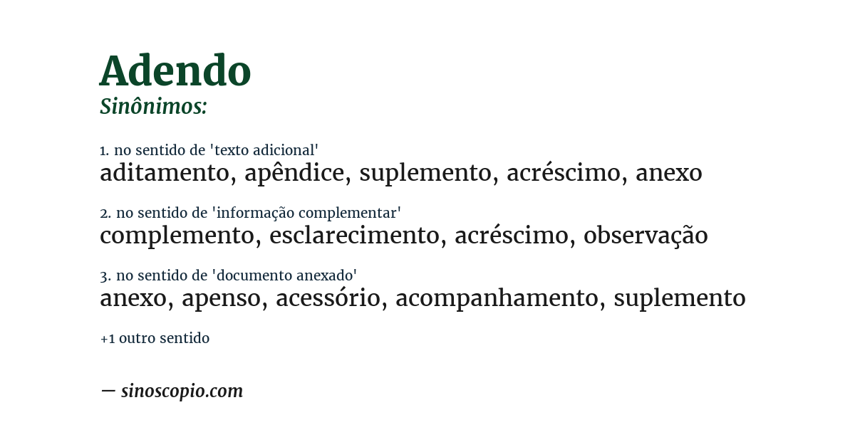 Sinônimo de adendo