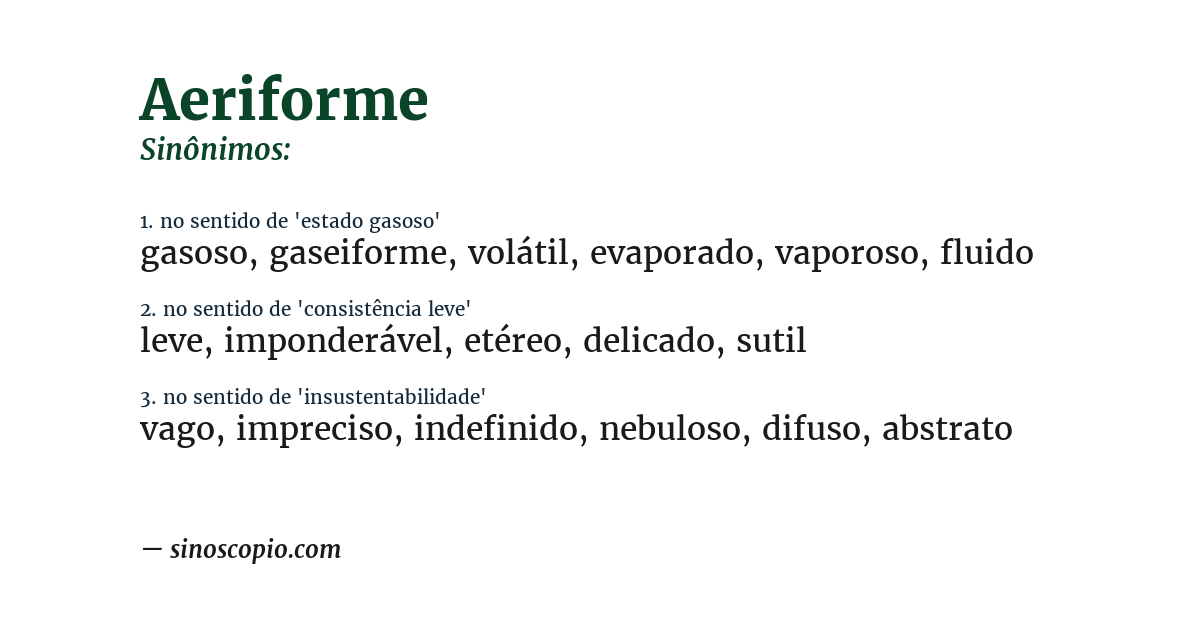 Sinônimo de aeriforme