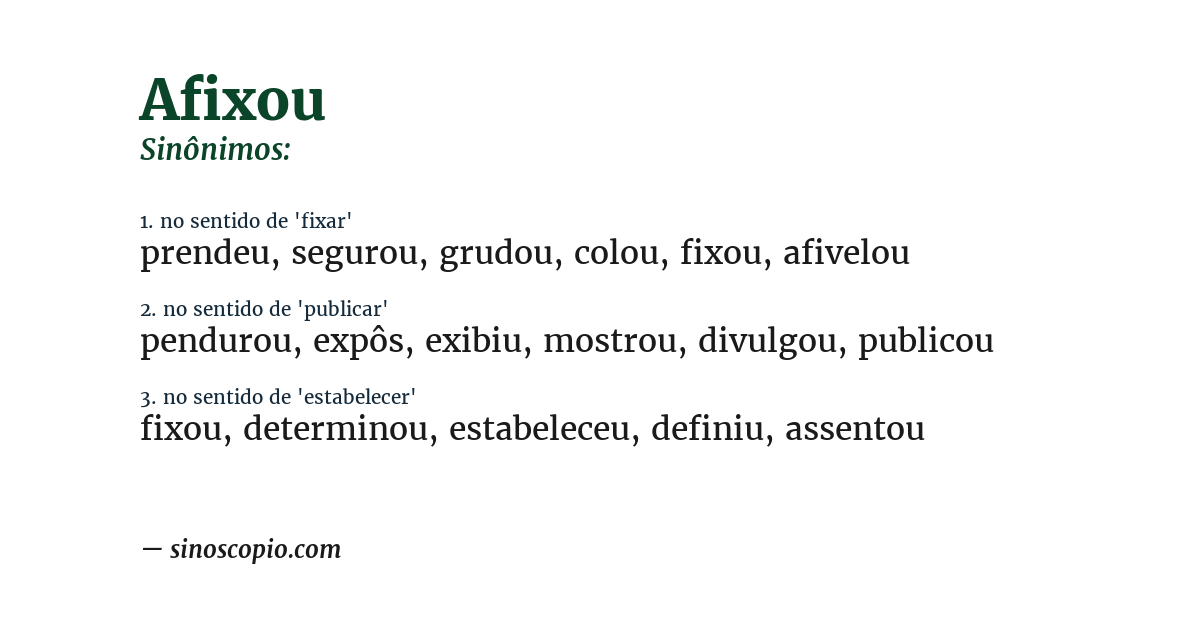 Sinônimo de afixou