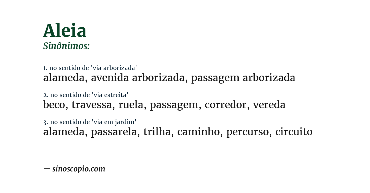 Sinônimo de aleia