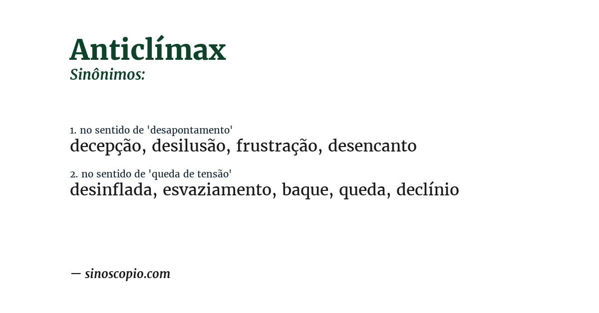 Sinônimo de anticlímax