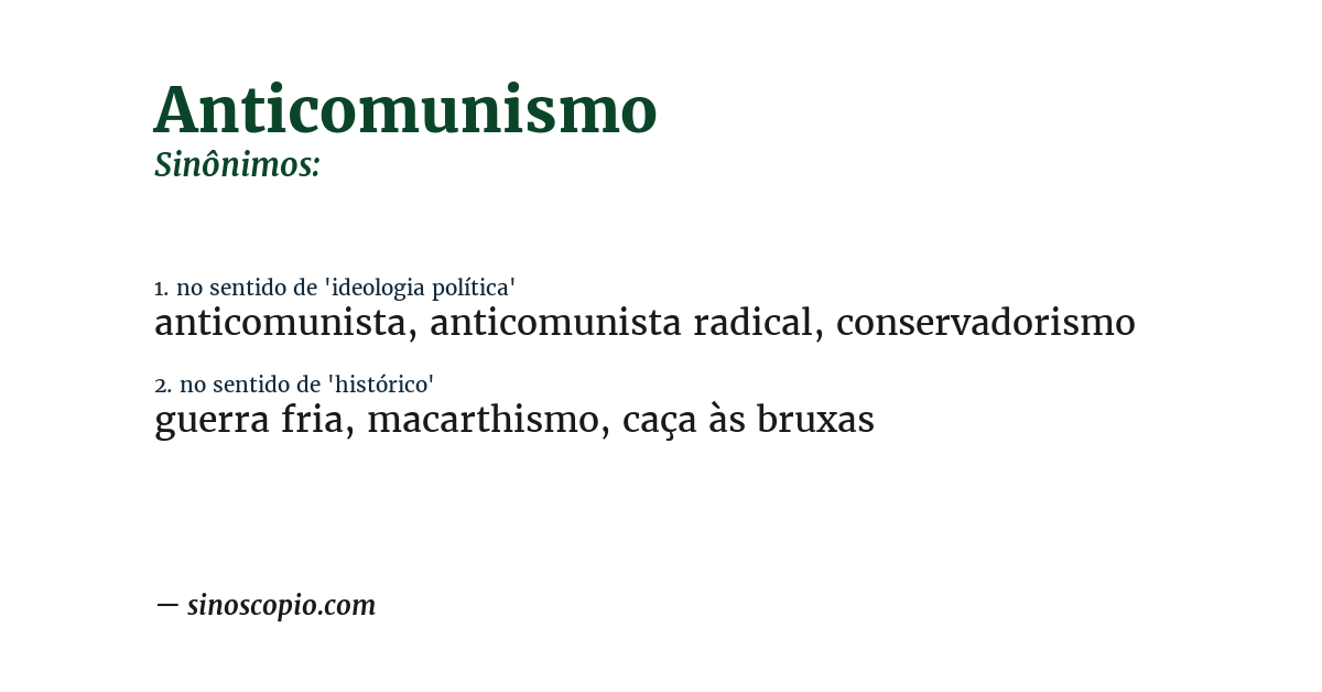 Sinônimo de anticomunismo