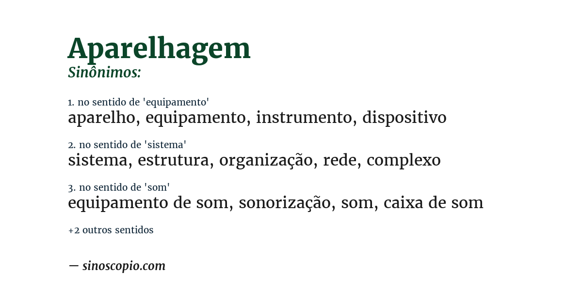Sinônimo de aparelhagem