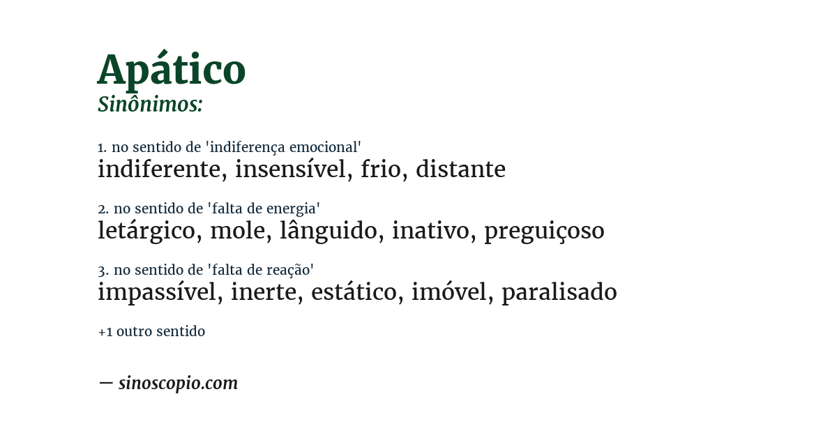 Sinônimo de apático