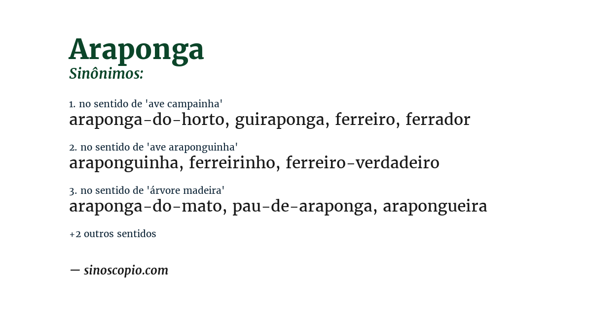 Sinônimo de araponga