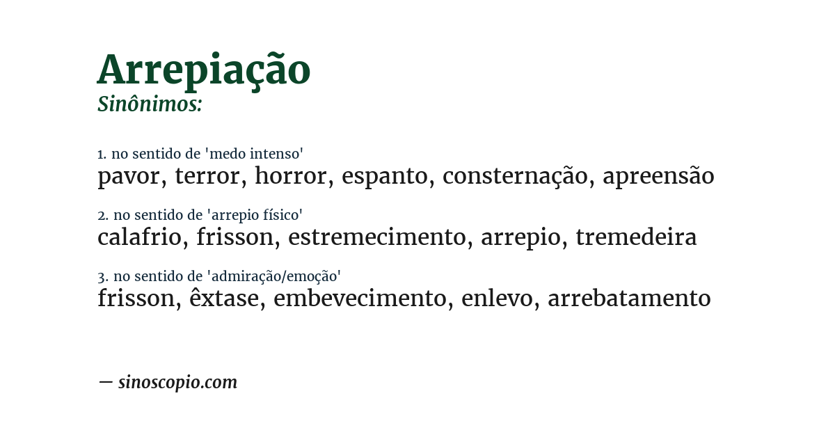 Sinônimo de arrepiação