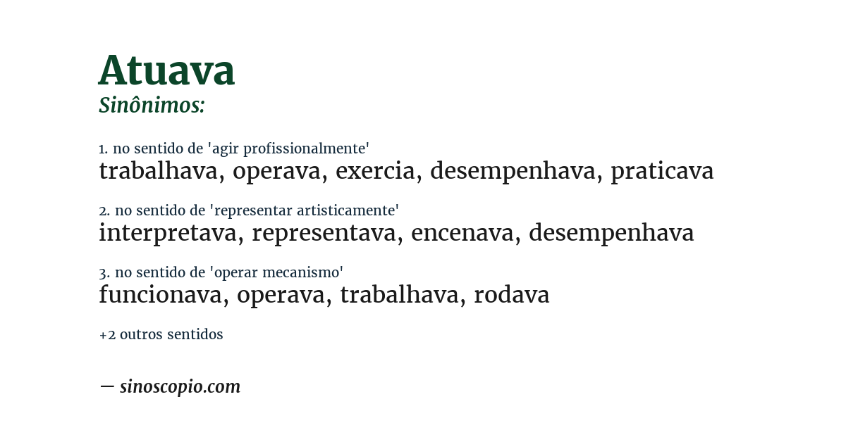 Sinônimo de atuava