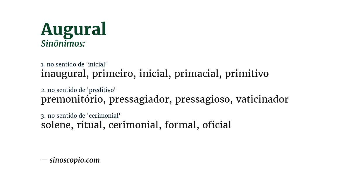 Sinônimo de augural