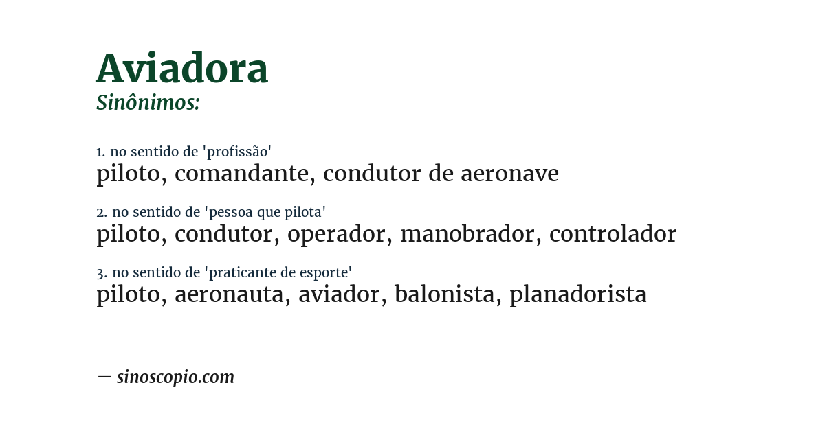Sinônimo de aviadora