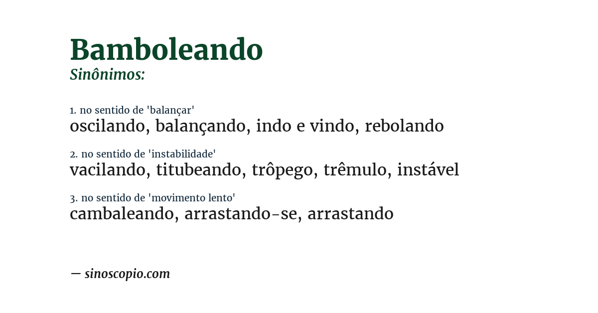 Sinônimo de bamboleando