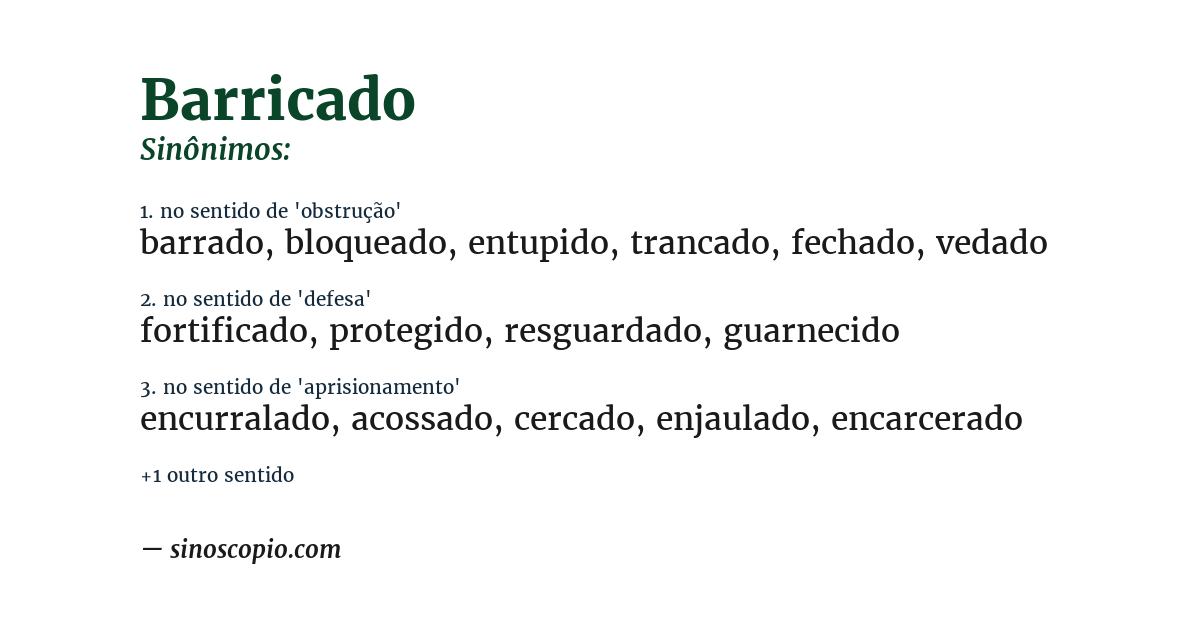 Sinônimo de barricado