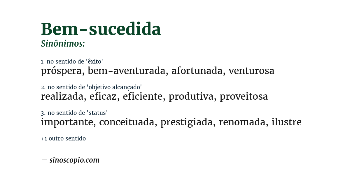 Sinônimo de bem-sucedida