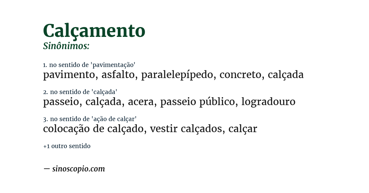 Sinônimo de calçamento