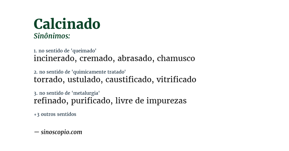 Sinônimo de calcinado
