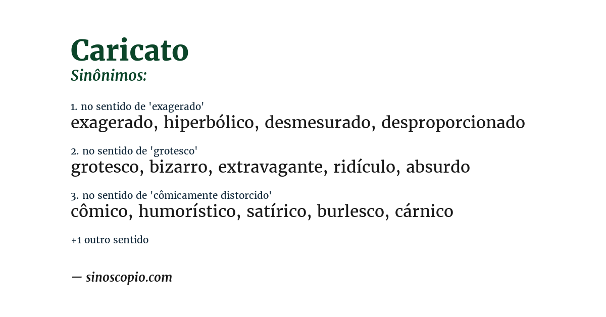 Sinônimo de caricato