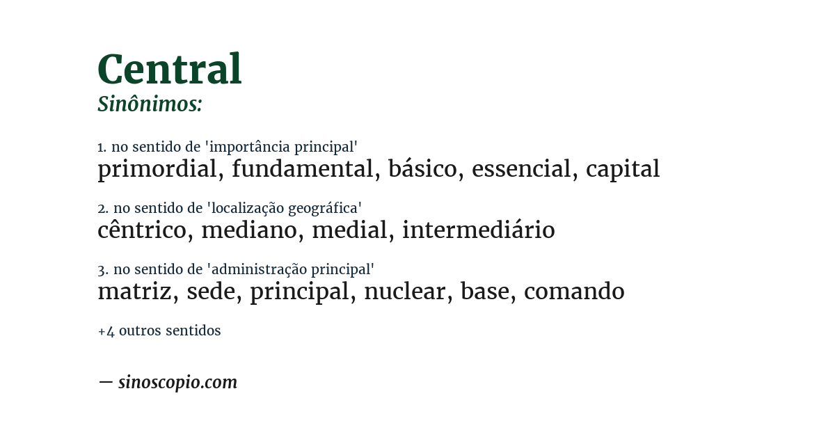 Sinônimo de central