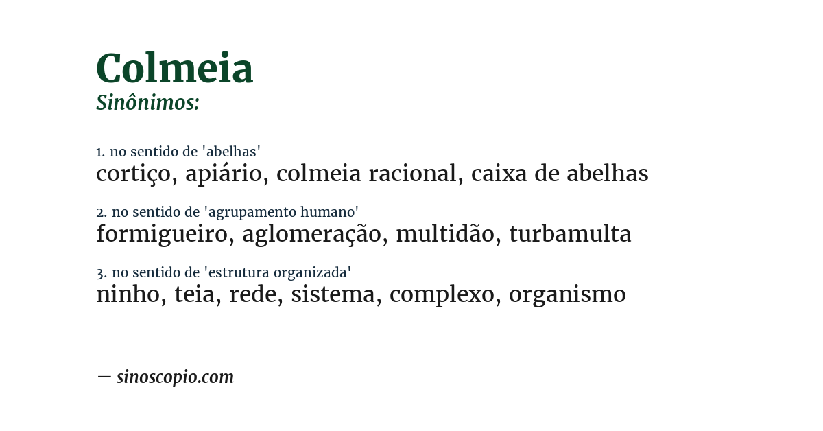Sinônimo de colmeia